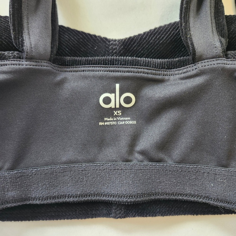 ALO Yoga Winter Break Micro Corduroy ribbed Sports Bra Black W9576R Womens XS - Picture 4 of 8